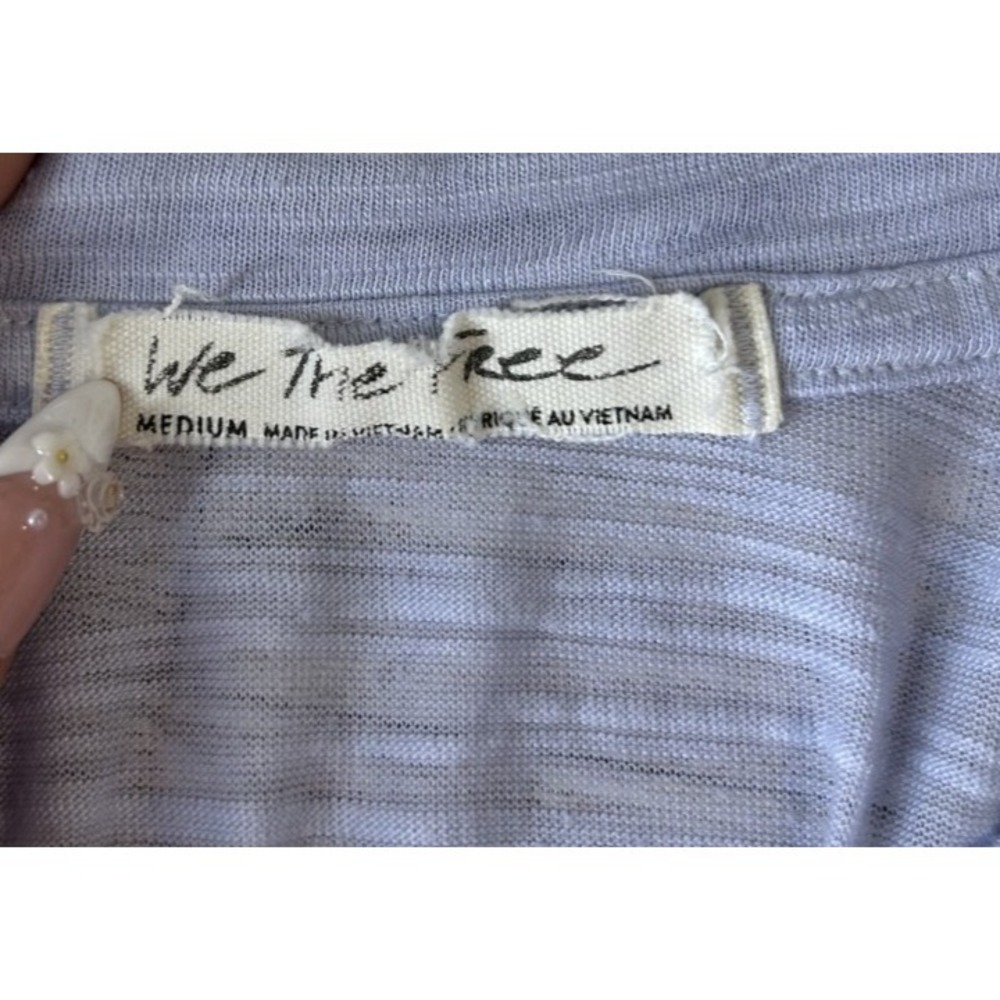 We The Free Women Top Tee Free People Sheer Coastline Peplum Hem Lavender MEDIUM - Picture 6 of 7